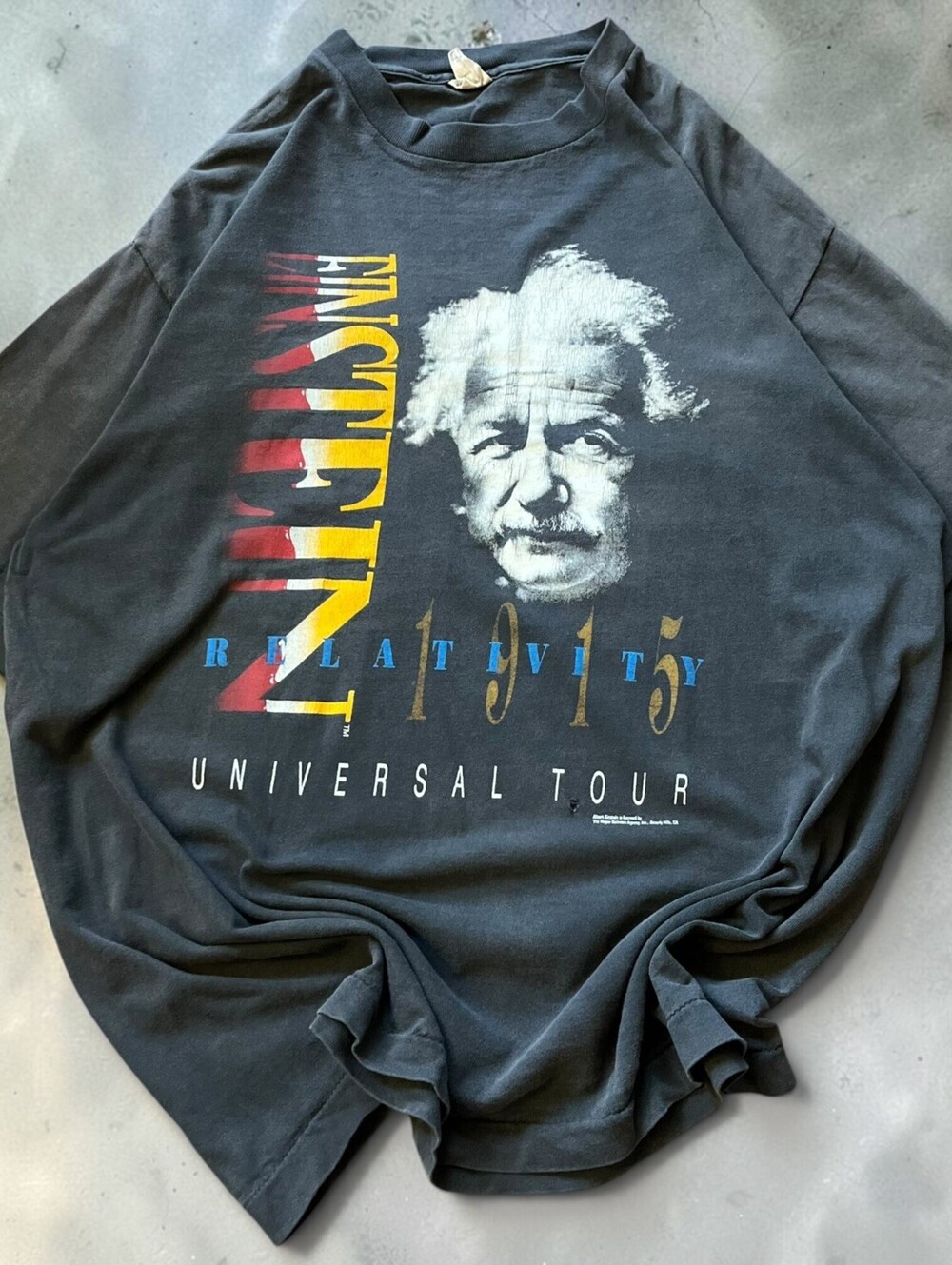 Vtg 90s Albert Eistein Shirt XL Black Relativity Universal Tour Rare Tee Science